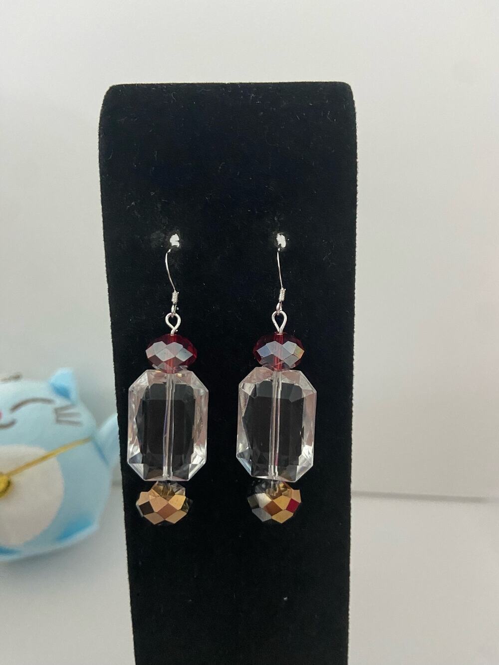 clear bead earrings sterling silver